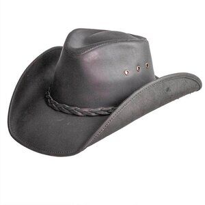 Mens Leather Cowboy Hollywood Hat XXL Chin Cord American Hat makers